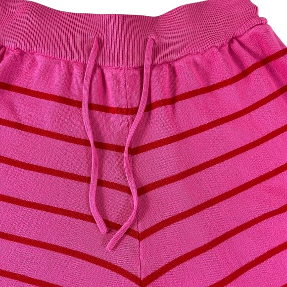 Entro Pink & Red Striped Knit Shorts  Size Medium Drawstring Waist Loungewear - Picture 3 of 6